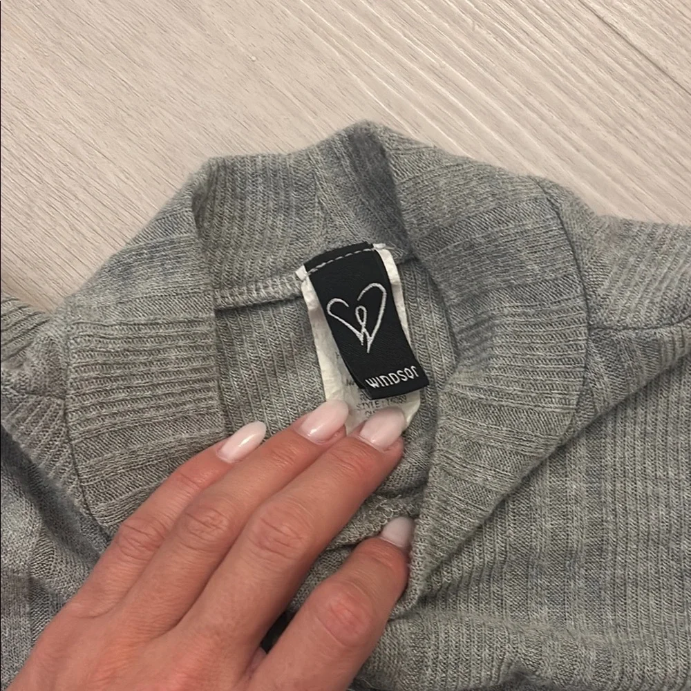 Windsor Gray Lace-Up Ribbed Top - Picture 2 of 3